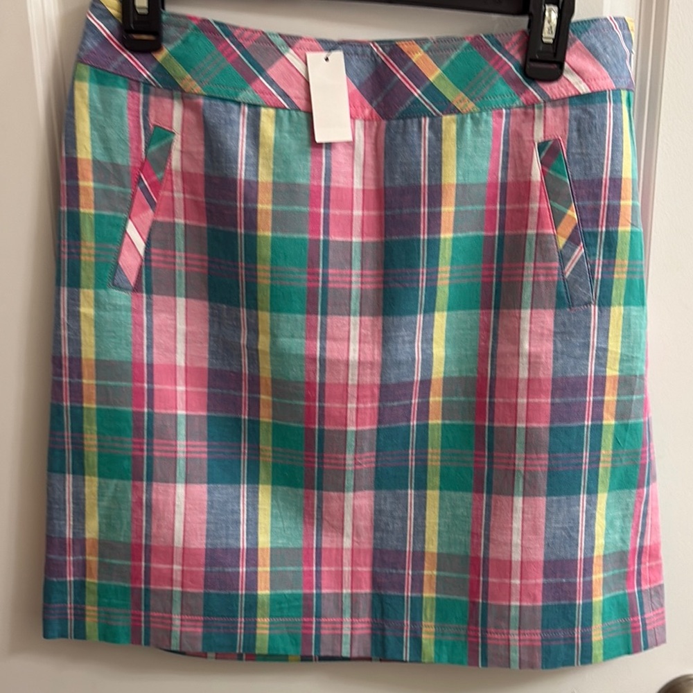Talbots Pink and Green A-Line Mini Skirt Resort Wear